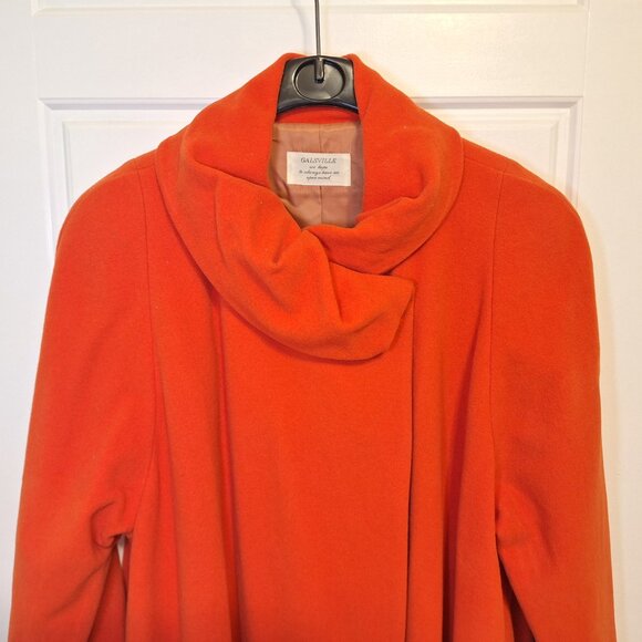 Eyecatching Bright Orange Drape Flare Coat Vintage Galsville - Picture 8 of 12